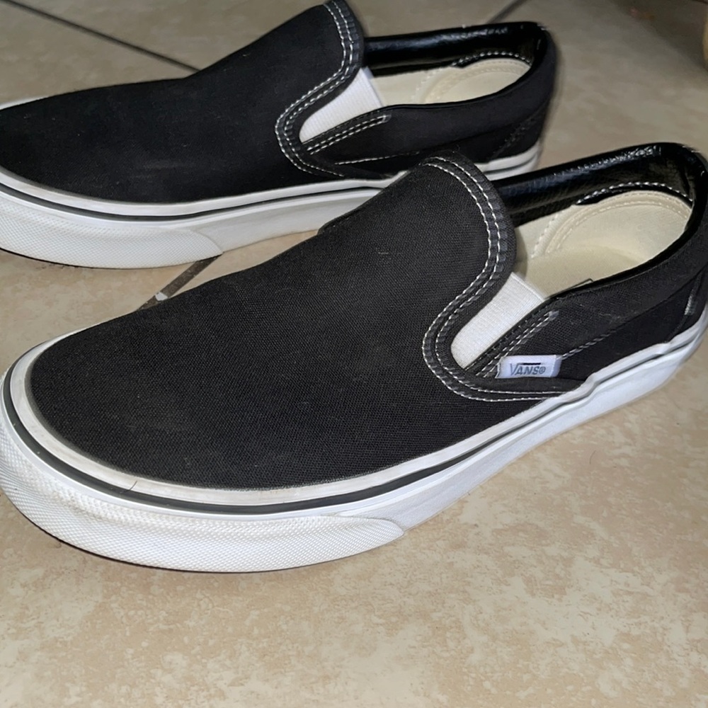 Black & white slip on vans